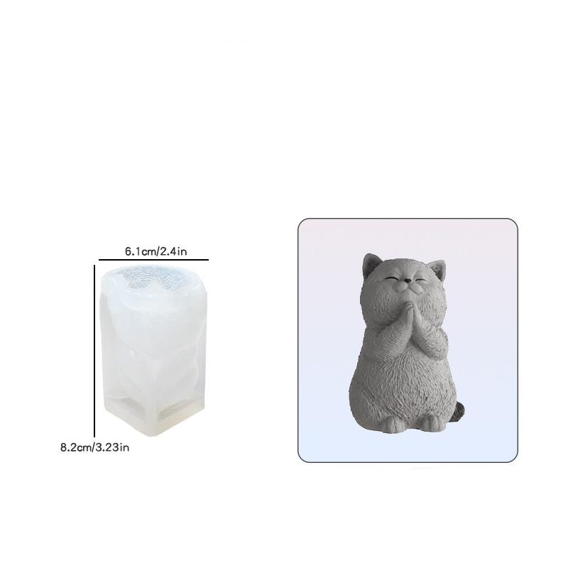 

3D Dog Cat Silicone Candle Mold Praying Cats Sitting Standing Dog Silicone Mould DIY Animals Soap Resin Plaster Mould Ornament