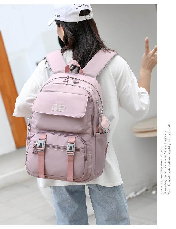 Solid Color Backpack For Teenage Girls Large Capacity Elementary School Bag Suitable For Grades 3-6 Spine Protection Schoolbags