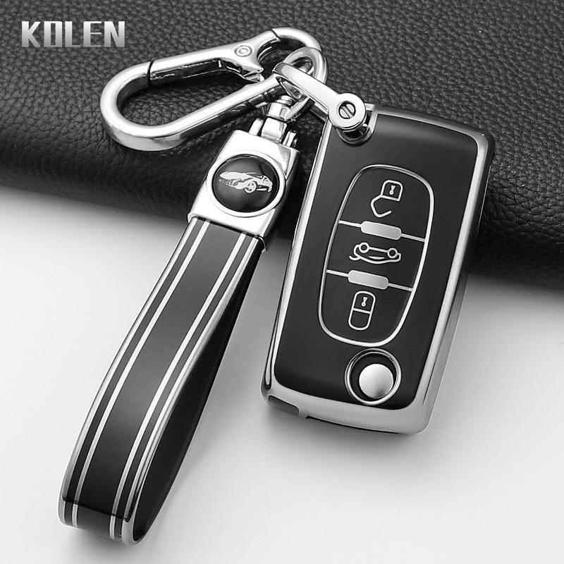 Mode Auto Schlüsselhülle Abdeckung Für Citroen C2 C3 C4 C5 C6 Xsara Berlingo Für Peugeot 207 307 308 407 607 807 Geschützter Schlüsselanhänger Fob
