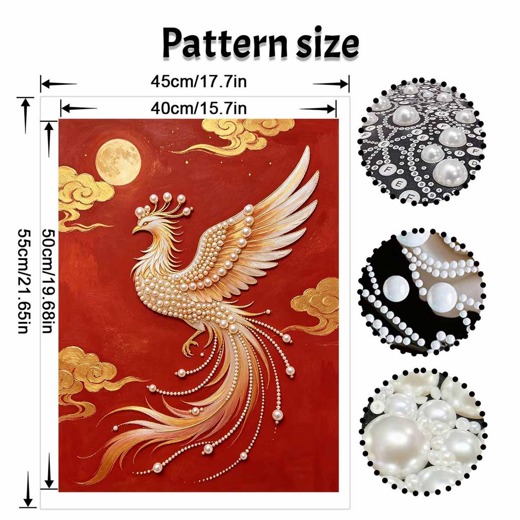 DIY Pearl Diamond Art Painting Kits for Adult and Beginners, Majestic Phoenix Sparkling Painting Craft Home Wall Decor Handmade Gift