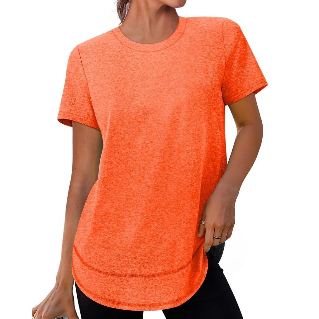 Women's Fashionable Casual Loose-Fit Short-Sleeved Plain Round-Neck Pullover T-Shirt