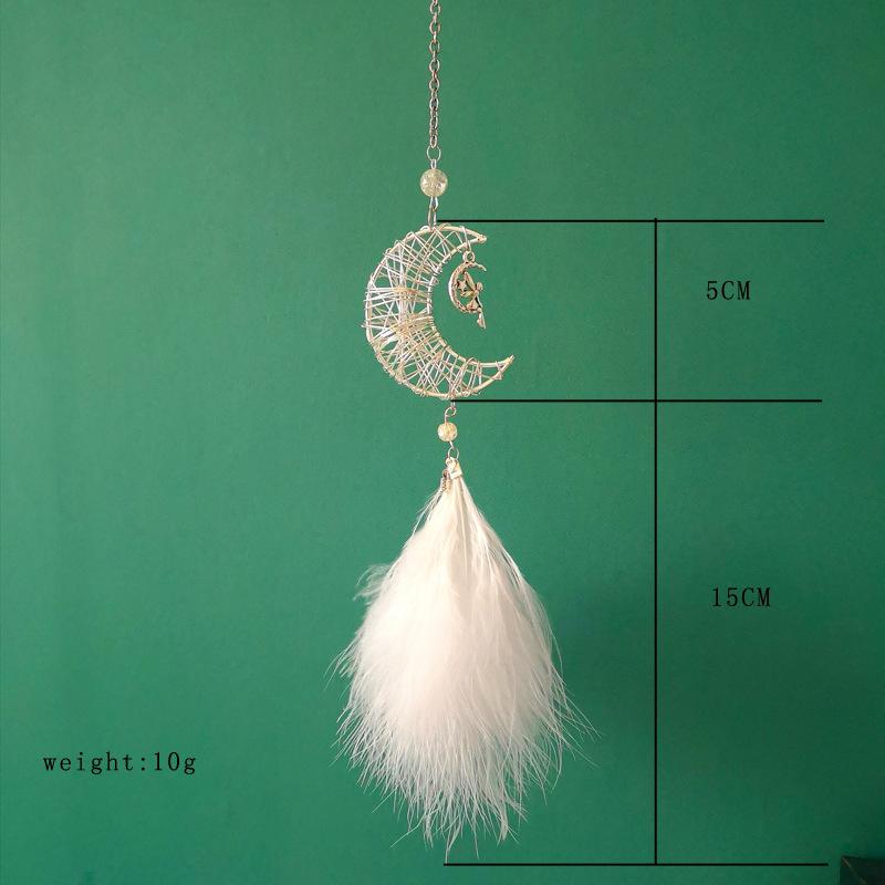 Car Hang Ornaments Stars And Moon Wind Chimes Feather Car Rearview Mirror Pendant Styling Decoration Auto Interior Accessories