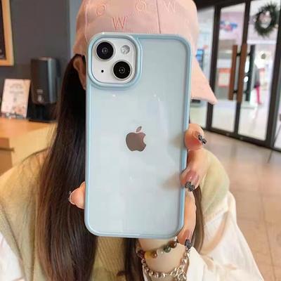 Luxus Soft Acryl Transparent Handyhülle für iPhone 15 14 11 12 13 Pro Max XS Max X XR 7 8 Plus SE 2020 6 6S Sierra Blue Hüllen Abdeckung