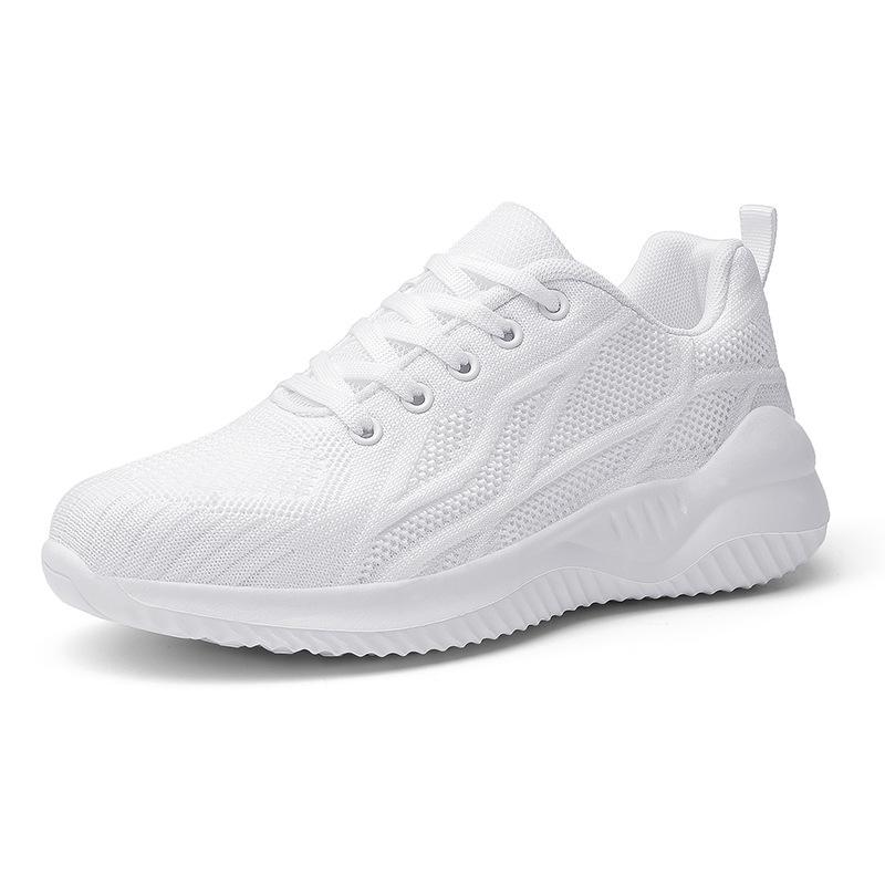 New pure white women's shoes sports shoes women's breathable mesh casual lightweight soft-soled student running shoes large size black shoes