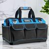 1pc Canvas Tool Bag - Multi-Pocket Organizer for Electricians/Workshop | Reinforced Handles & Shoulder Strap, Black & Navy