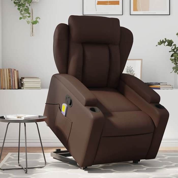 VidaXL Reclining Massage Armchair Brown Faux Leather 3204553