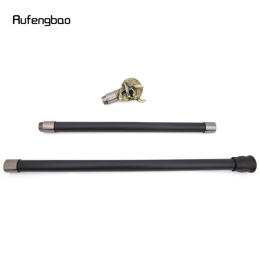 Yellow Horn Cattle Resin Skull Head Walking Cane Fashion Decorative Steel Stick Gentleman Skull Performance Stage Cane 93cm
