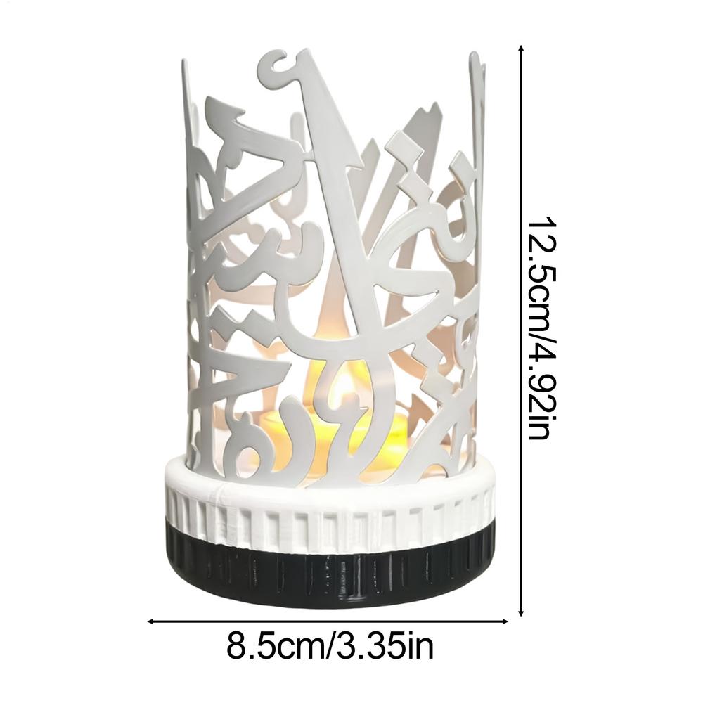 

Metal Candle Holder Hollowed Out Lantern Shape Tea Light Holder Charming Shadow For Bathroom Kitchen Bedroom Tabletop Shelves білий