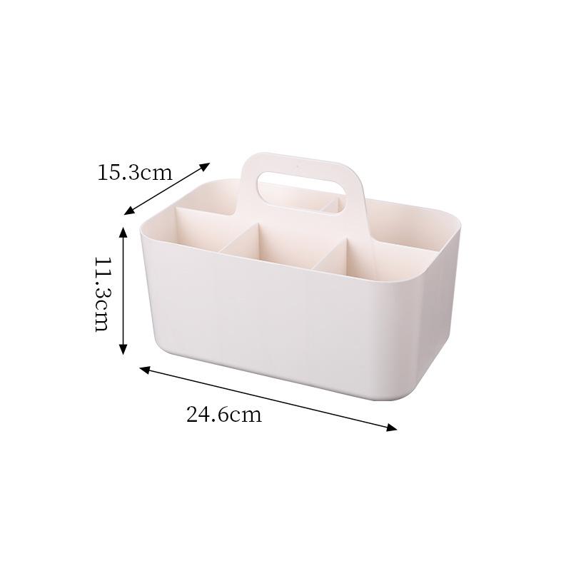 Desktop Cosmetic Organizer with Handle Multi Compartment Makeup Storage Box Plastic Stationery Caddy for Vanity Table Organizer