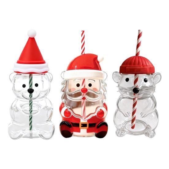 Yousheng Bear Glass Cup with Spill-Proof Lid And Straw Cute Bear Tumbler for Coffee Smoothies Juice Hot Cold Drinks Reusable Leak-proof Drinkware