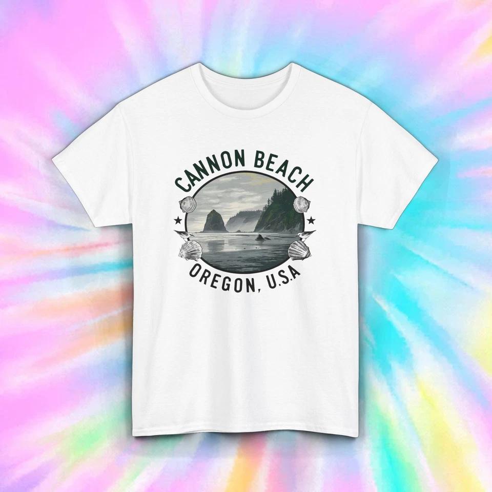 Cannon Beach Oregon T-Shirt | Coastal Scene Graphic Tee | Travel Souvenir 2 S