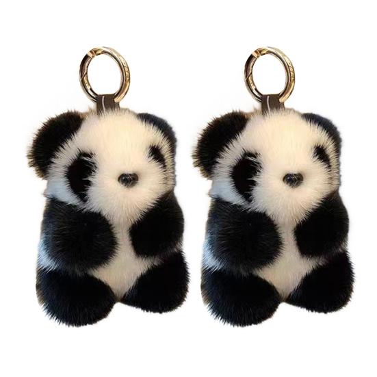 1/2Pcs Plush Panda Keychain Pendant Wallet Key Ring Car Key Holder Lightweight Soft Bag Pendant Panda Key Ring