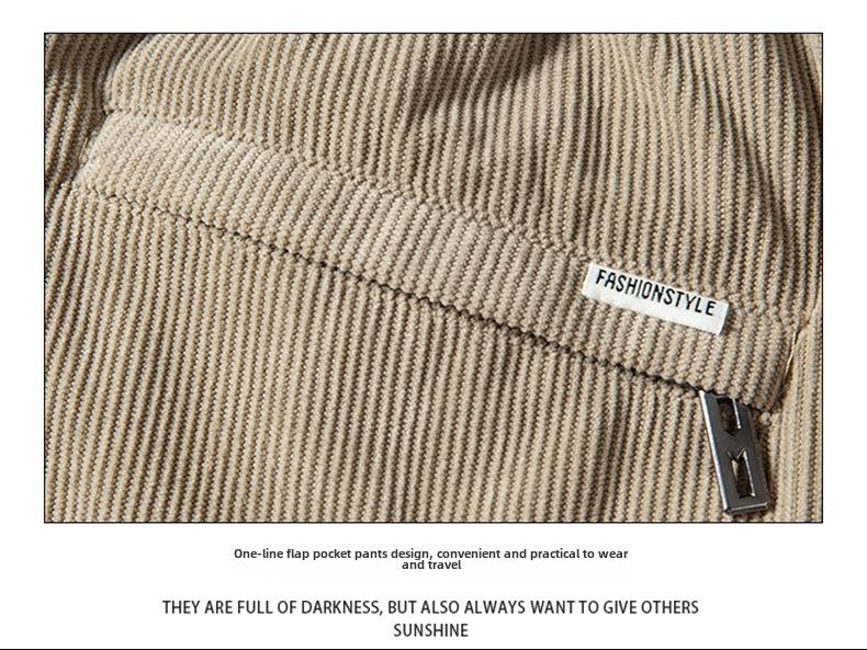 Men's Loose Fit Corduroy Casual Pants - Soft, Breathable, Elastic Waist with Drawstring