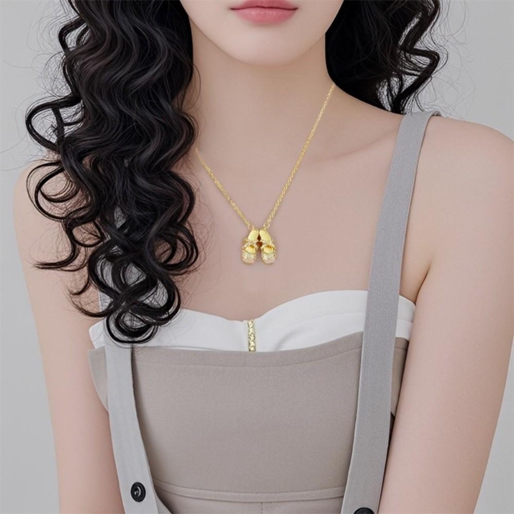 Pink Color Pendant Necklace Exquisite Design Ballet Shoe Pendant Ballet Shoe Necklace  for Women