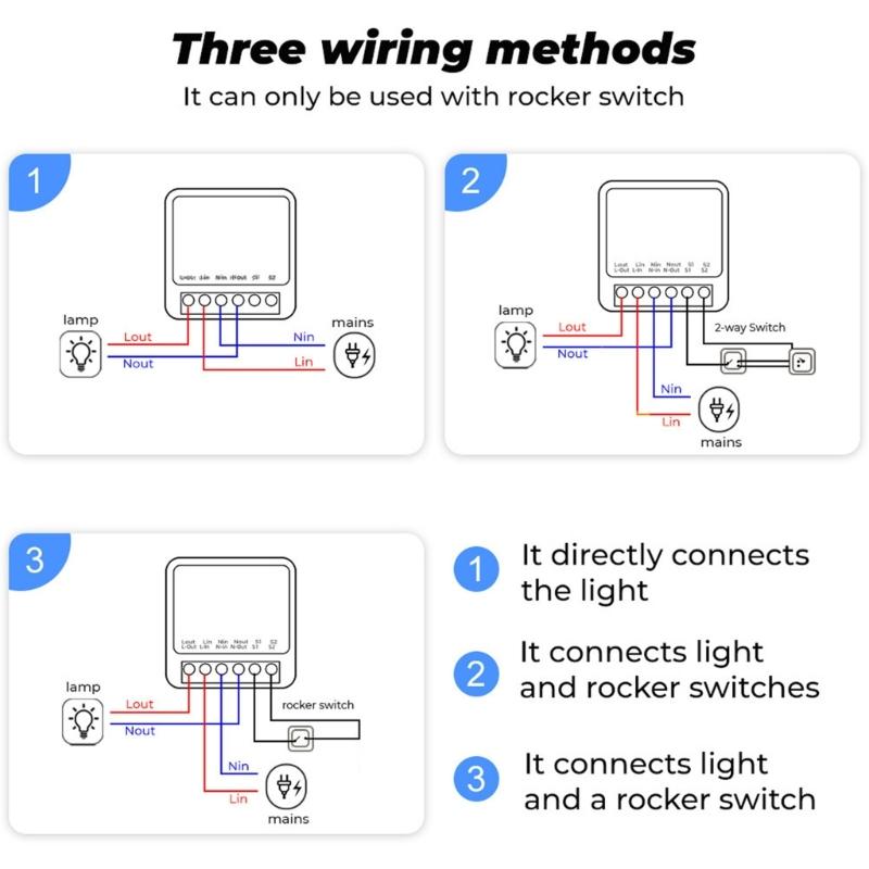 Breaker 16A 2 Way Control Switches WiFi Switches with Timer and Countdown Function Easy Installation