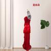 European and American new sexy tube top three-dimensional flower slim hip bow party dinner long dress
