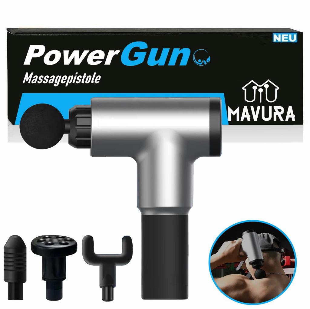 Pistolet de massage PowerGun, ensemble de pistolets de massage m. 4 têtes de massage électriques