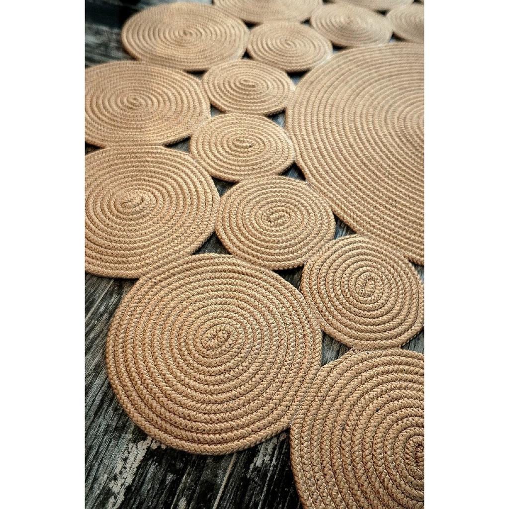 Carpet Wicker Jute Flower Patterned Kilim Carpet