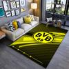Fußballverein Teppich, Borussia Dortmund BVB 09 Gelb Schwarz Abstraktes Wappenmuster, Fußballfan Fanartikel Zimmerdekoration, Rutschfeste Matte