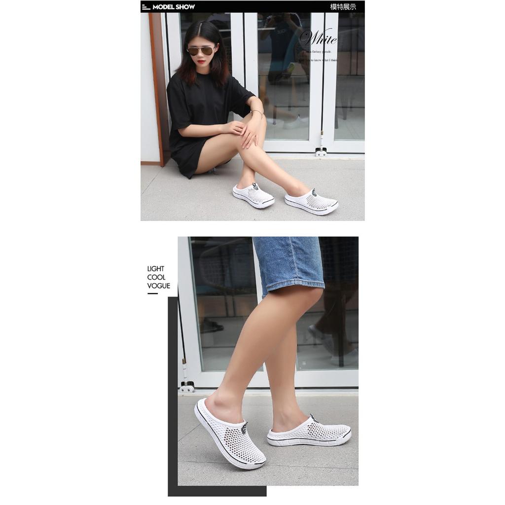 Men's and Women's Slippers with Hollowed Out Breathable Holes, Mueller Shoes, Garden Shoes, Couple Pairs, Half Slippers, Perforated Shoes