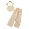 Girls' Fashionable Outfit - Summer Children's Solid-color Camisole Top and Casual Pants Set
