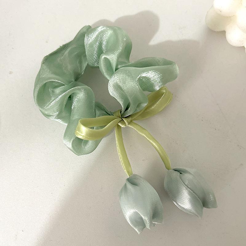 2026 Sweet and Versatile Tulip Flower Scrunchie, High-End Handmade Hair Tie for High Ponytails, 5-Pack