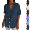 Chemise à manches courtes boutonnée et col pour femme -couleur