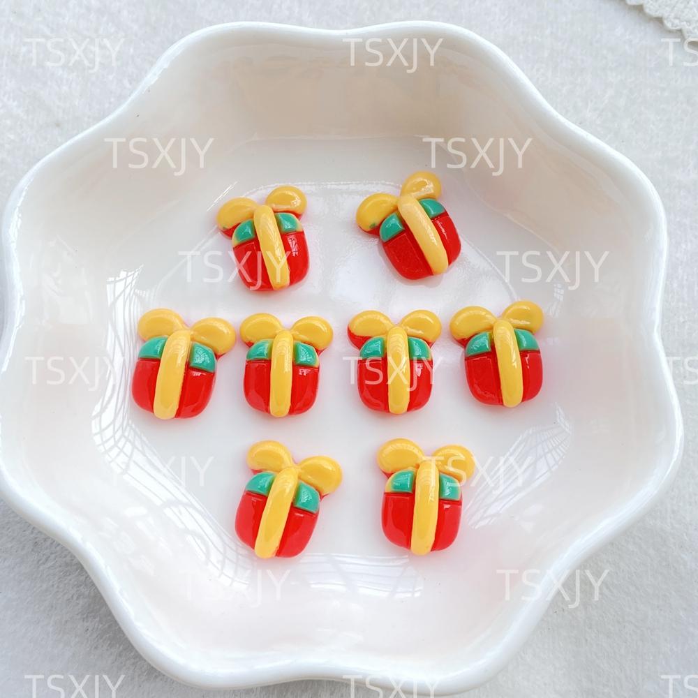 20pcs Resin Kawaii Colorful Mini Santa Trees Elk Snowman Bells Flatback Cartoon Christmas Figurine Scrapbook DIY Decor Crafts