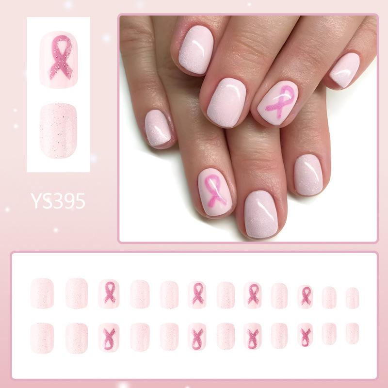 Lesklé nalepovací nehty na Valentýna - 24 kusů, odnímatelná sada