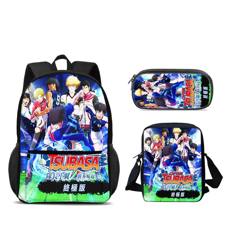 Captain Tsubasa Backpack Pen Bag Shoulder Bag 3pcs Set Versatile  Large Capacity Boy and Girl School Birthday Best Gift