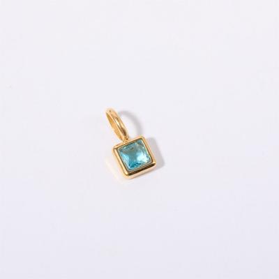 Fashion Stainless Steel Square Stone Pendant Colored Zirconia Multicolor Designer Pendant Necklaces DIY Jewelry Jewelry Gift