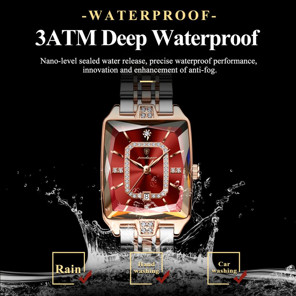 Luminous Calendar Stainless Steel Ultra-Thin Square Watch Fashion Trend Leisure Easy Korean Luxury Ladies Quartz Wristwatch