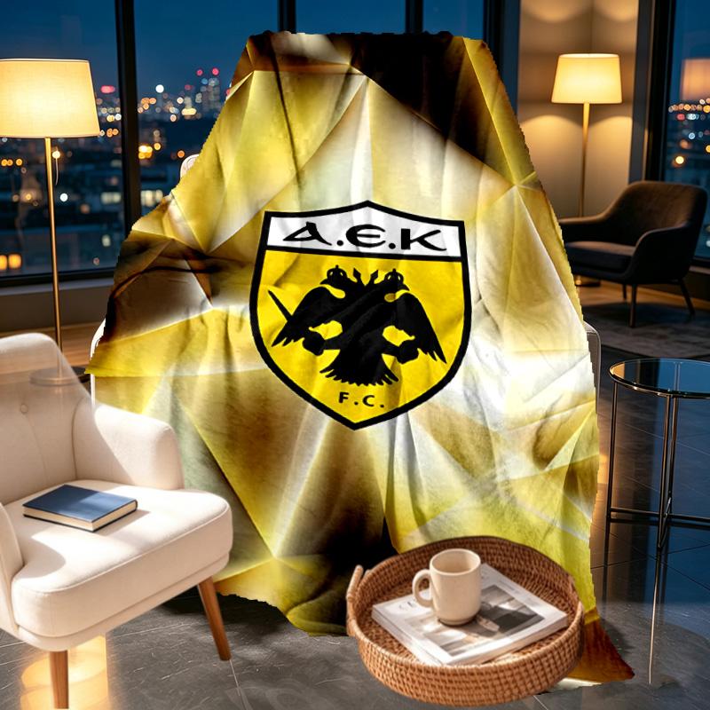 AEK Athens FC Print Blanket - Soft & Comfortable, for Bedroom, Travel, Sofa, Home Decoration - Birthday Christmas Gift for Friend