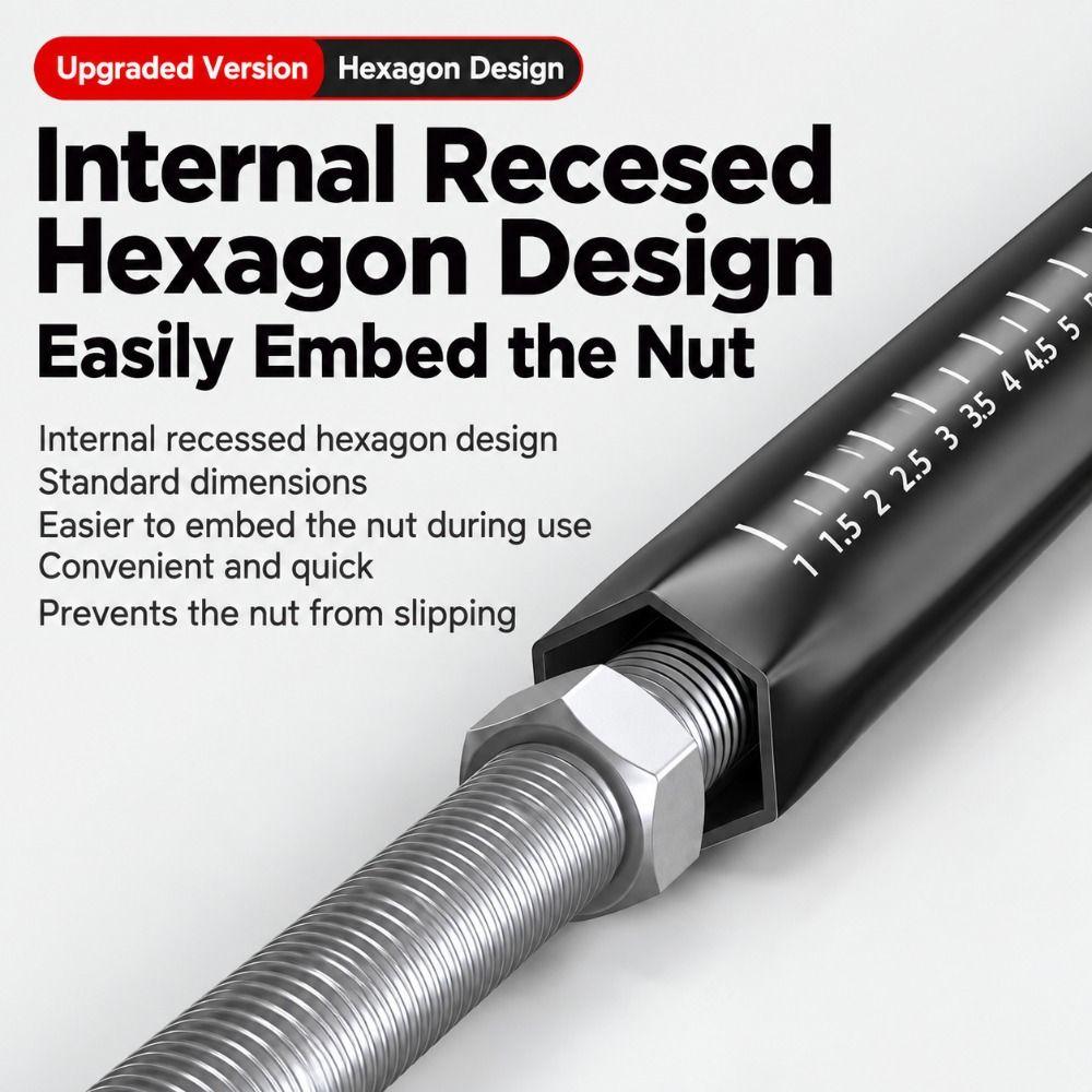 Stainless Steel Hollow Socket Nut Driver Hollow Structure Hex Socket Tool Threaded Rod Adjustment