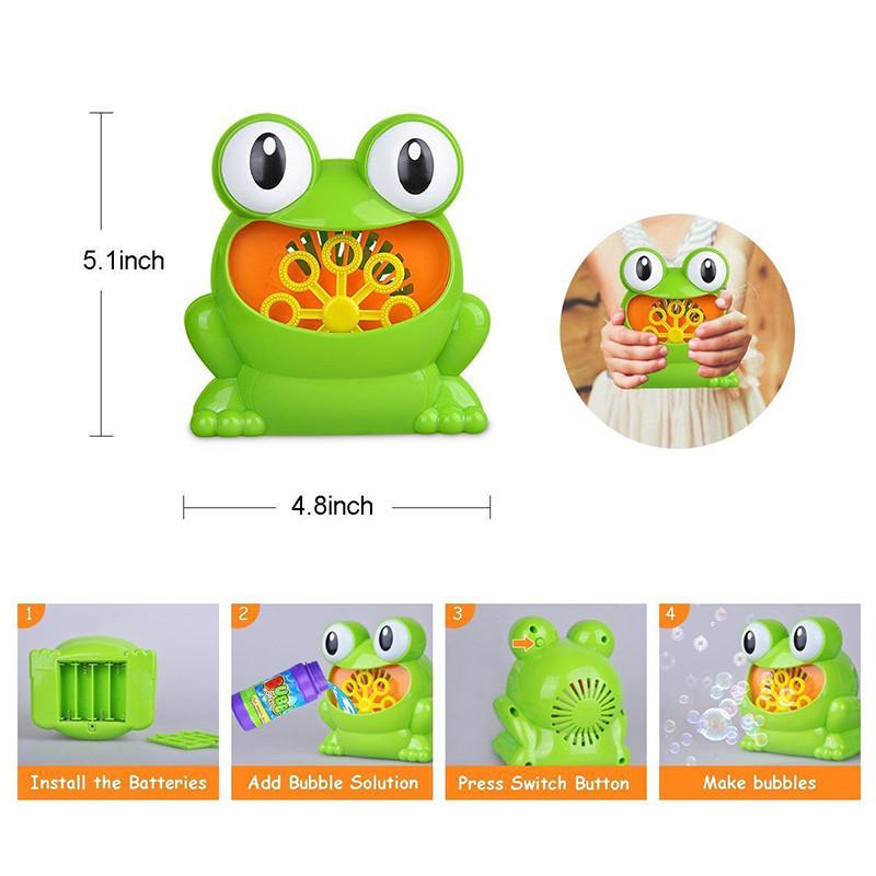 Máquina automática de burbujas con forma de rana, juguete para fiestas de verano al aire libre para niños