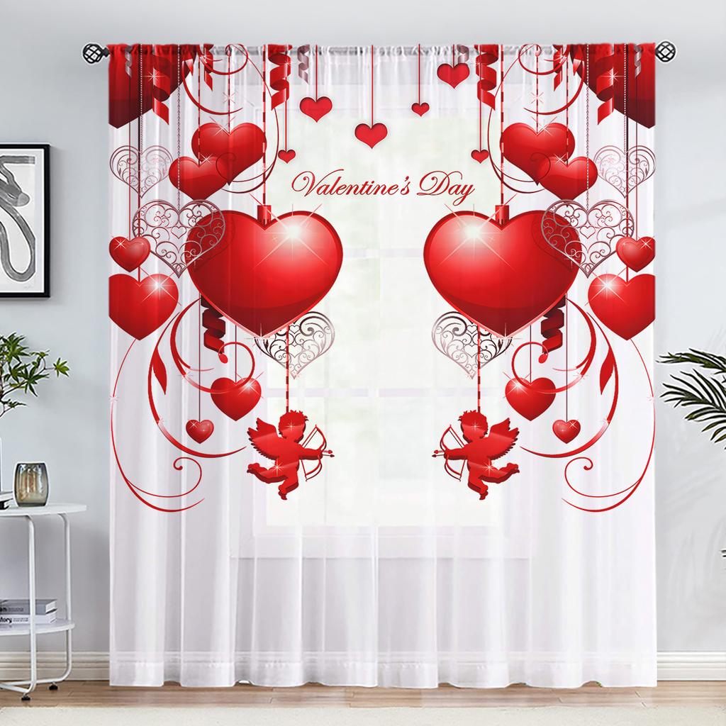 Valentine's Day Red Rose Flower Shower Curtain Waterproof Polyester Landscape Curtains Bathroom Shower Curtain And Rug Sets
