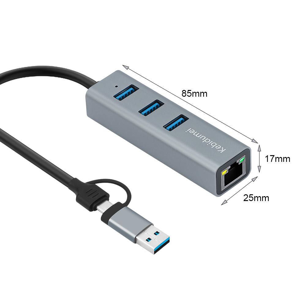 USB 3.0 Type C HUB 1000Mbps Ethernet Adapter USB 3.0 Network Card to RJ45 Lan Hub for MacBook Laptop Computer