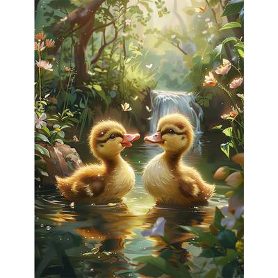 5D DIY Diamantmalerei Kreuzstich Niedliches Tier Kleine Ente Diamantstickerei Mosaik Vollrunde Bohrer Heimdekoration Kunst