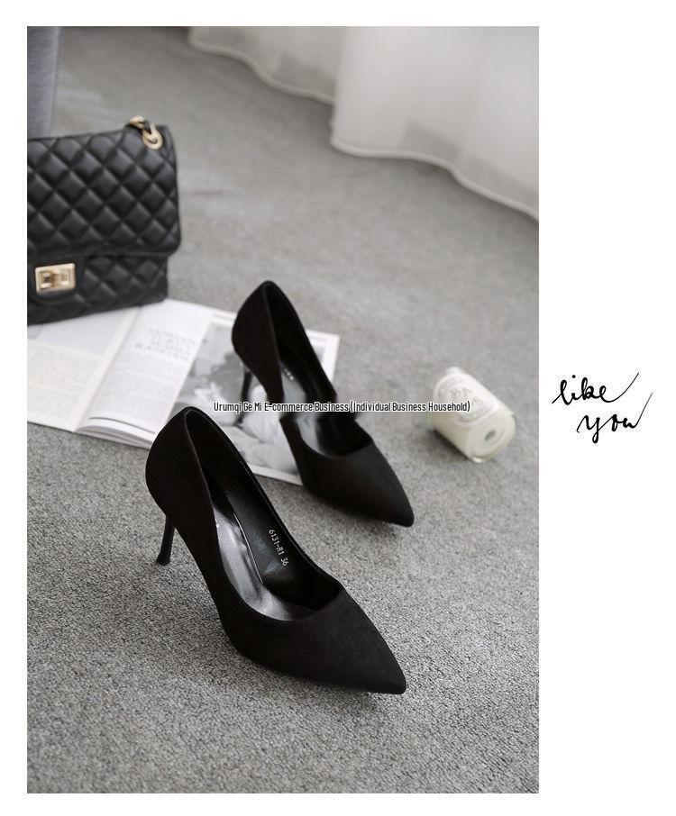 Korean Style Black Stiletto Heels: Versatile Pointed Toe for Formal Spring & Autumn Wear