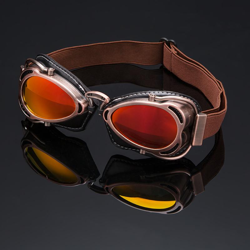 Okulary motocyklowe do jazdy Vintage Men Okulary Motocross Narciarstwo Maska Brązowa skóra Wiatroszczelna Kolarstwo Outdoor Dirt Bike Gogle