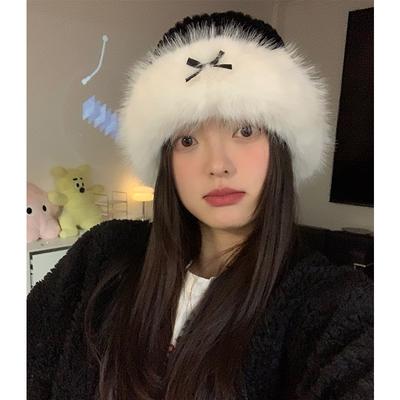 Plüschgestrickte Fischerhut für Damen  Neu Herbst und Winter Koreanische Version Vielseitig  Verdickt Warm und Kältefest  Ohrenschutz Kleines Gesicht