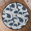 Ocean Animal Shark Patterns Round Rug,Washable Soft Circular Floor Mat, Non Slip Low Pile Area Rugs for Kids Bedroom Bathroom