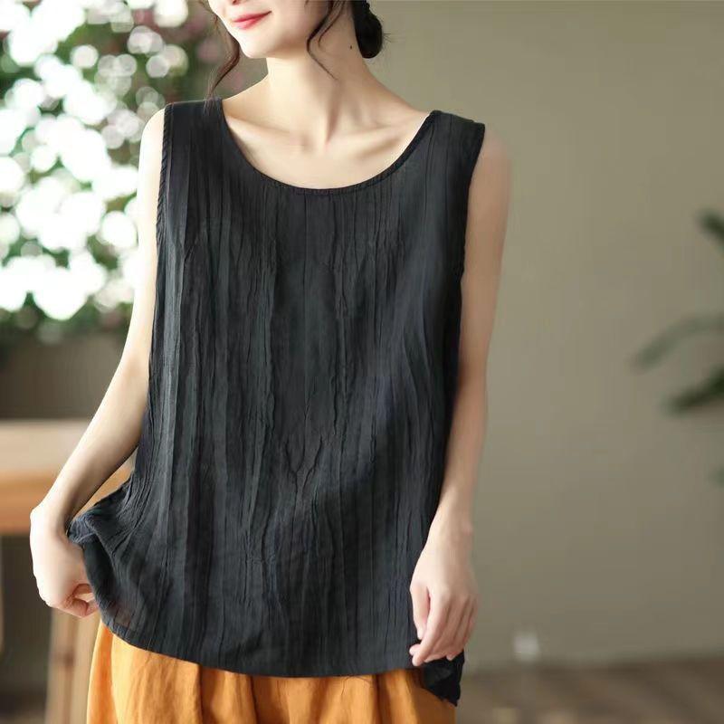 Womens Casual Slimming Round Neck Sleeveless Camisole Tank Top