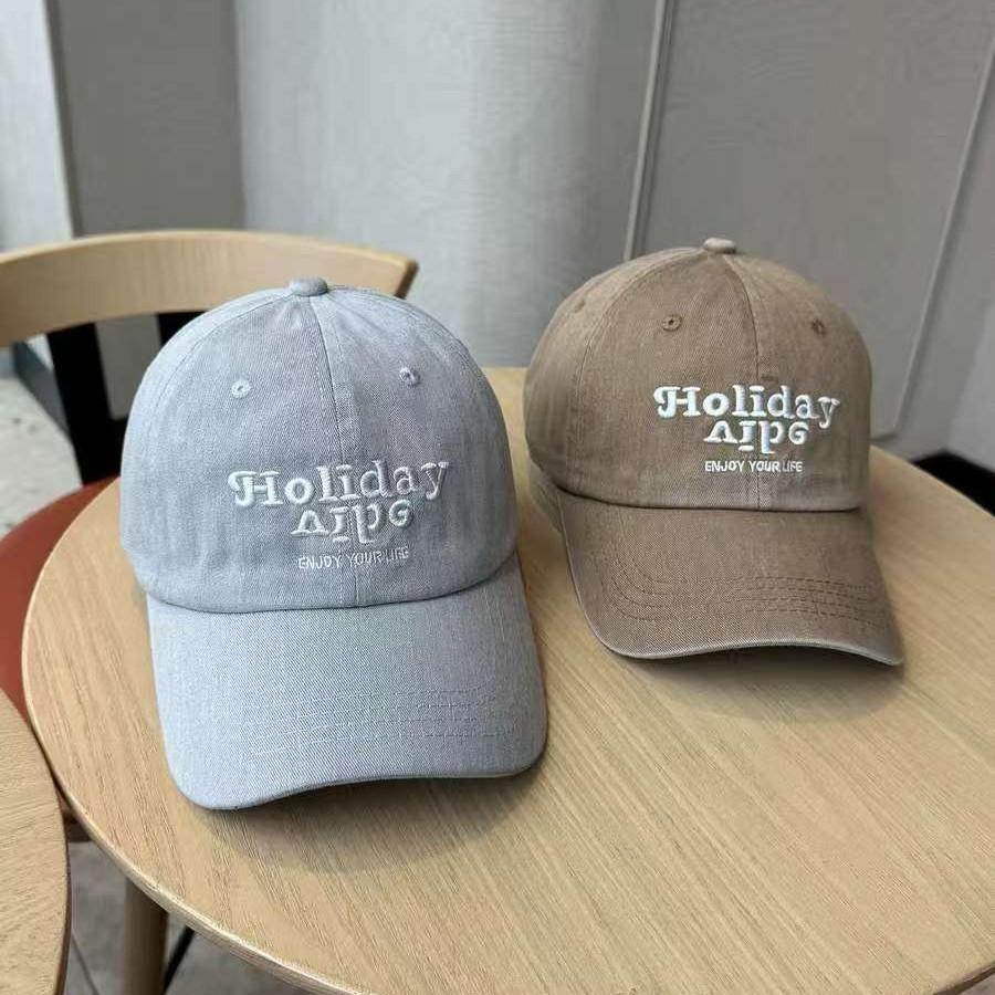 Fashion Hat Korea Dongdaemun Embroidery Holiday Cap Men's and Women's Wide Brim Shade Versatile Baseball Cap