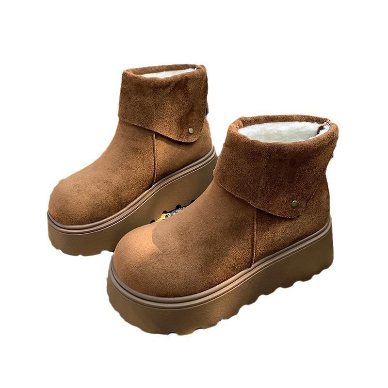 Thick-soled Versatile Rear Zipper Snow Boots 2025 Autumn and Winter New Waterproof Table Piled Thickened Matte Warm Short Boots