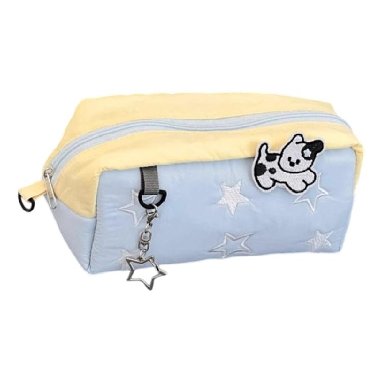 

Embroidery Star Dog Pencil Bag High Capacity Polyester Fabric Pencil Case Travel Makeup Storage Bag for Student Women