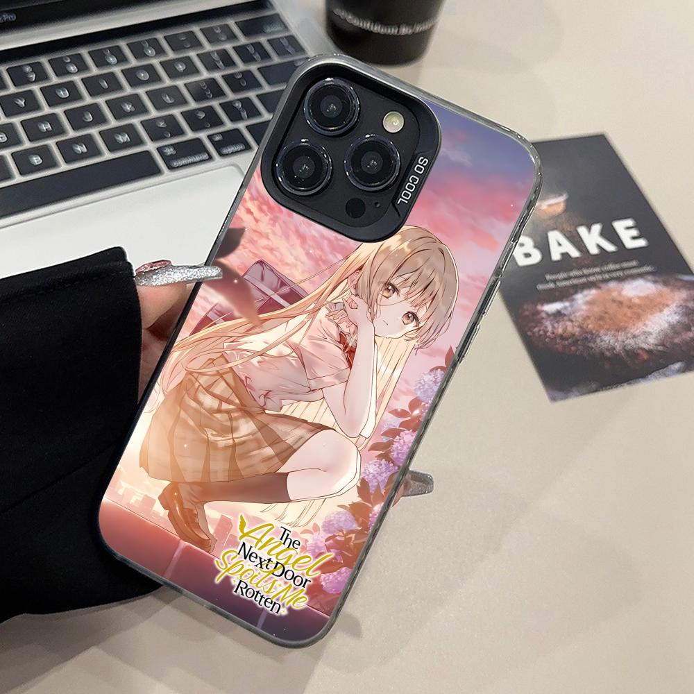 Angel Mahiru Shina Anime Phone Case for iPhone 16 15 14 13 12 11 X XR XS 8 7 Pro Max Plus Colored Translucent Smartphone Luxury