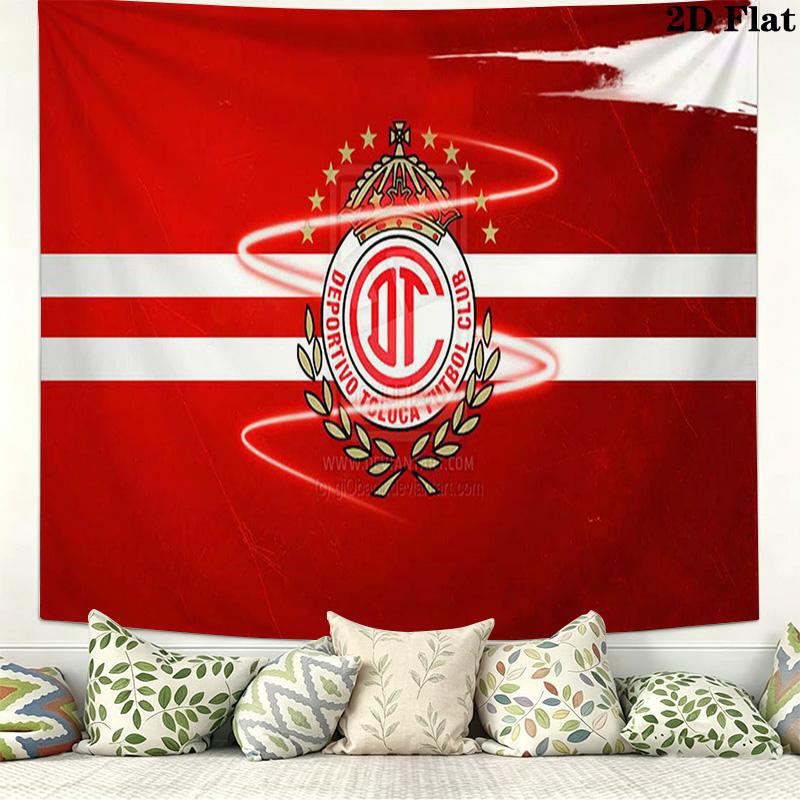 Deportivo Toluca FC Logo Wall Tapestry Aesthetic Wall Hanging Printed Fabric Blanket Decorative Tapestries for Bedroom Living Room Home Decor