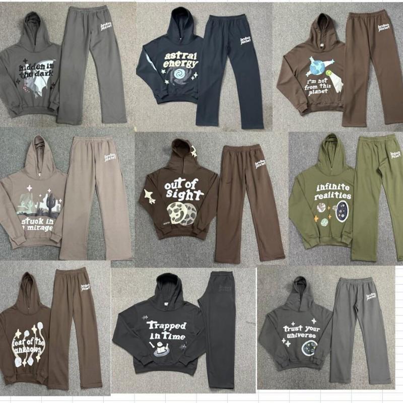 Bluza z kapturem z grafiką Broken Planet Męska Luźny krój Hip Hop Streetwear