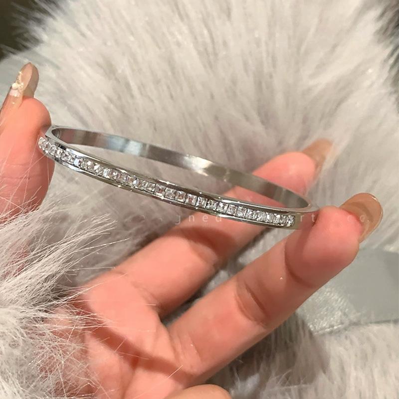 

Браслет-манжета из нержавеющей стали для девочек, медного цвета, браслеты-манжеты, женские браслеты, водонепроницаемый, подарок на День матери, модный циркон